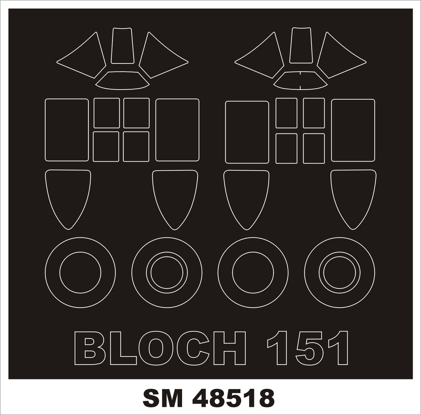Montex MXSM48518 1:48 Marcel-Bloch MB.151C.1 2 canopy frame paint masks
