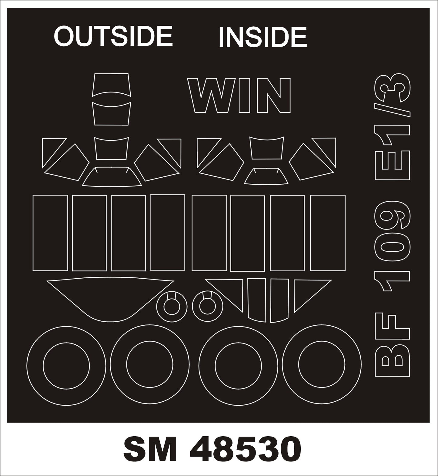 Montex MXSM48530 1:48 Messerschmitt Bf-109E-1/Bf-109E-3 canopy frame paint mask
