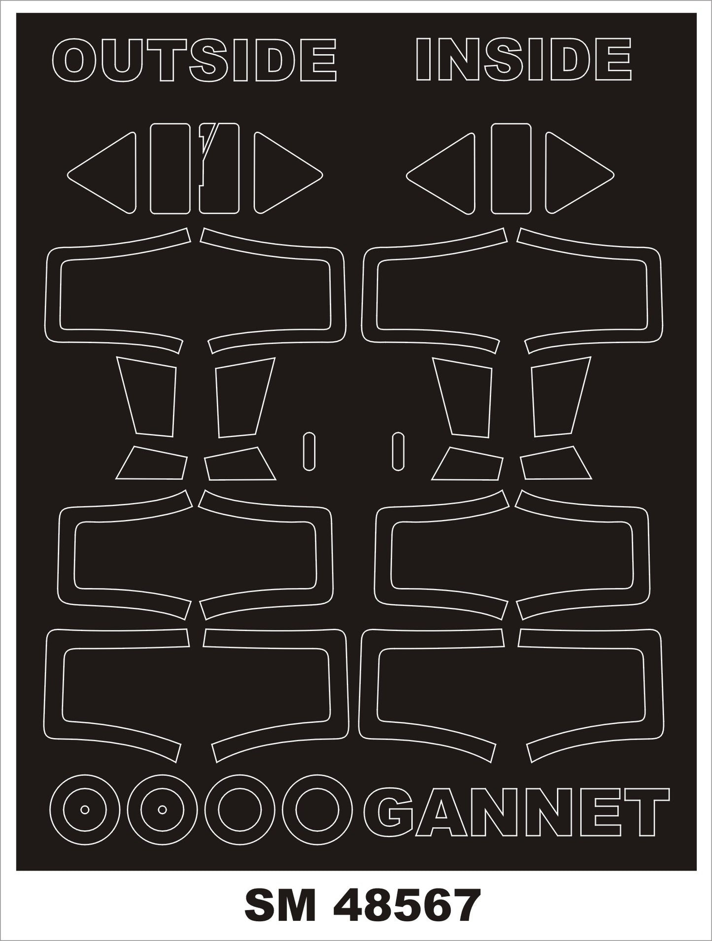 Montex MXSM48567 1:48 Fairey Gannet AS.1/AS.4 wheels and canopy frame paint mask