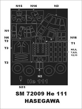 Montex MXSM72009 1:72 Heinkel He-111 canopy frame paint mask