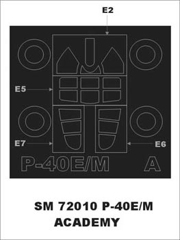 Montex MXSM72010 1:72 Curtiss P-40E/Curtiss P-40M canopy frame paint mask