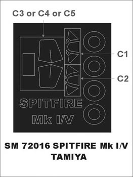 Montex MXSM72016 1:72 Supermarine Spitfire Mk.I/Mk.V canopy frame paint mask