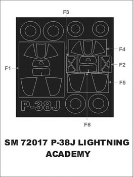 Montex MXSM72017 1:72 Lockheed P-38J Lightning canopy frame paint mask