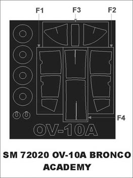 Montex MXSM72020 1:72 North-American/Rockwell OV-10A Bronco canopy mask