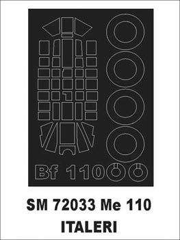 Montex MXSM72033 1:72 Messerschmitt Bf-110G canopy frame paint mask