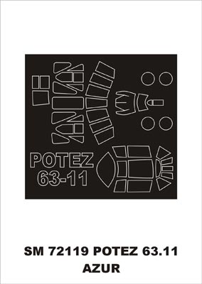 Montex MXSM72119 1:72 Potez 63-11 canopy frame paint mask