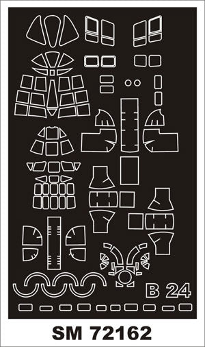 Montex MXSM72162 1:72 Consolidated B-24D/B-24J Liberator canopy frame paint mask