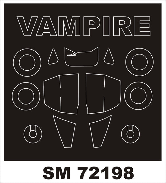 Montex MXSM72198 1:72 de Havilland Vampire T.11 canopy frame paint mask