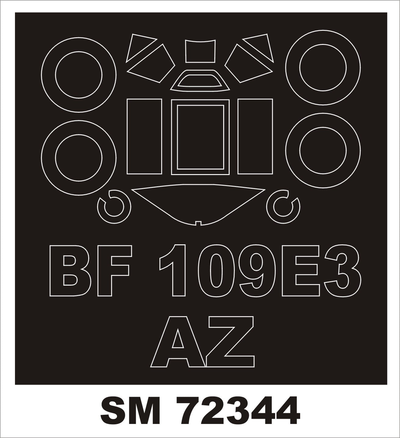 Montex MXSM72344 1:72 Messerschmitt Bf-109E-1/Bf-109E-3 canopy frame paint masks
