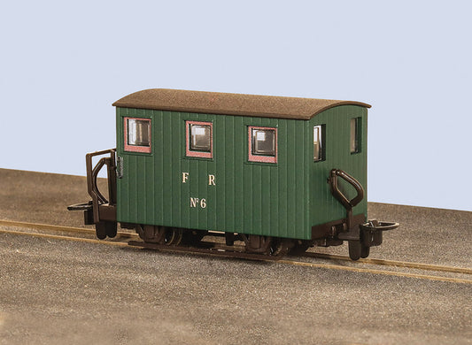 PECO GR-590A FR Quarryman Coach, Green, Brake Coach (Single Balcony) OO9 Gauge