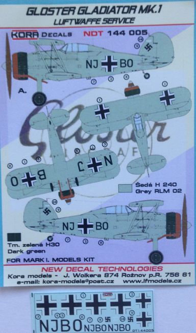 Kora NDT144005 1:144 Gloster Gladiator Mk.I Luftwaffe