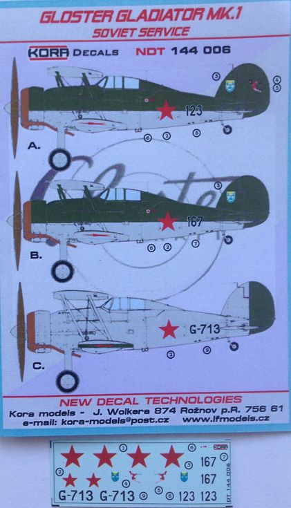 Kora NDT144006 1:144 Gloster Gladiator Mk.I Soviet Service