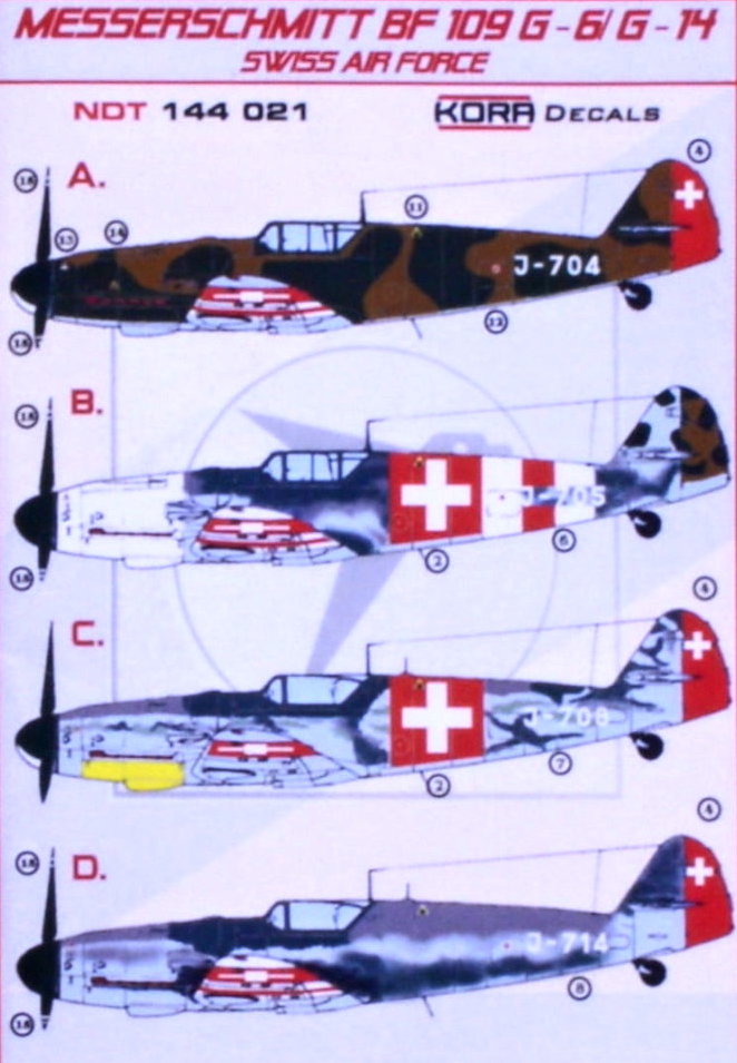 Kora NDT144021 1:144 Messerschmitt Bf-109G-6/G-14 Swiss Air Force