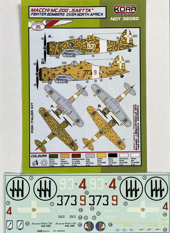 Kora NDT32050 1:32 Macchi C.200 Saetta Fighter bombers over North Africa
