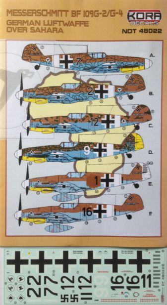 Kora NDT48022 1:48 Messerschmitt Bf-109G-2/Bf-109G-4 Luftwaffe over Sahara
