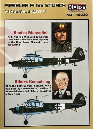 Kora NDT48030 Fi-156C Storch VIP Pt.3 Mussolini 1:48