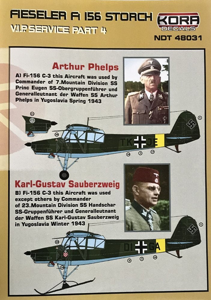 Kora NDT48031 Fi-156C Storch VIP Pt.4 Phelps/Sauberzweig 1:48