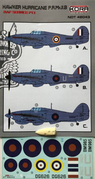Kora NDT48043 1:48 Hawker Hurricane PR Mk.IIB RAF service