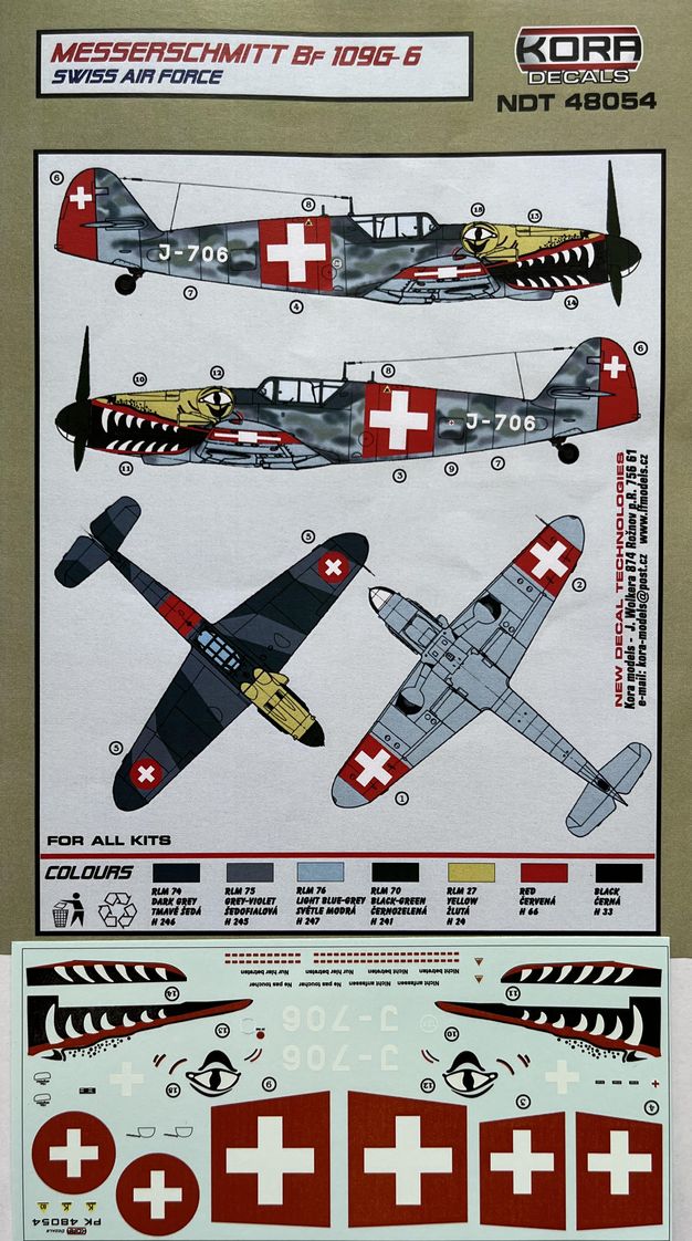 Kora NDT48054 1:48 Messerschmitt Bf-109G-6 Swiss Air Force