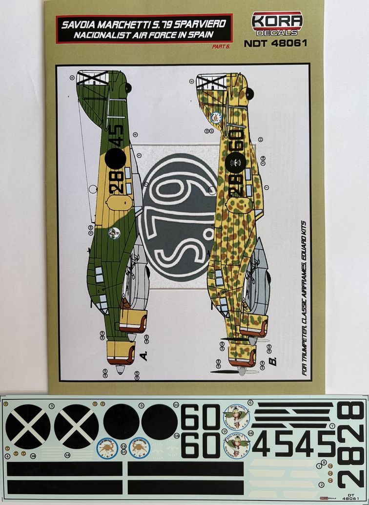 Kora NDT48061 SM.79 Sparviero Nationalist Spain Decals 1:48