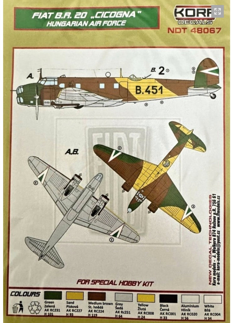 Kora NDT48067 1:48 Fiat BR.20 Ruth Hungarian Air Force