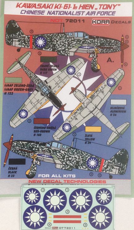 Kora NDT72011 1:72 Kawasaki Ki-61-I b Chinese Nationalist Air Force