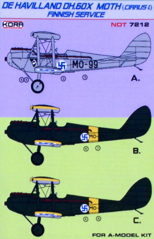 Kora NDT72012 1:72 de Havilland DH.60X Moth Finnish Service