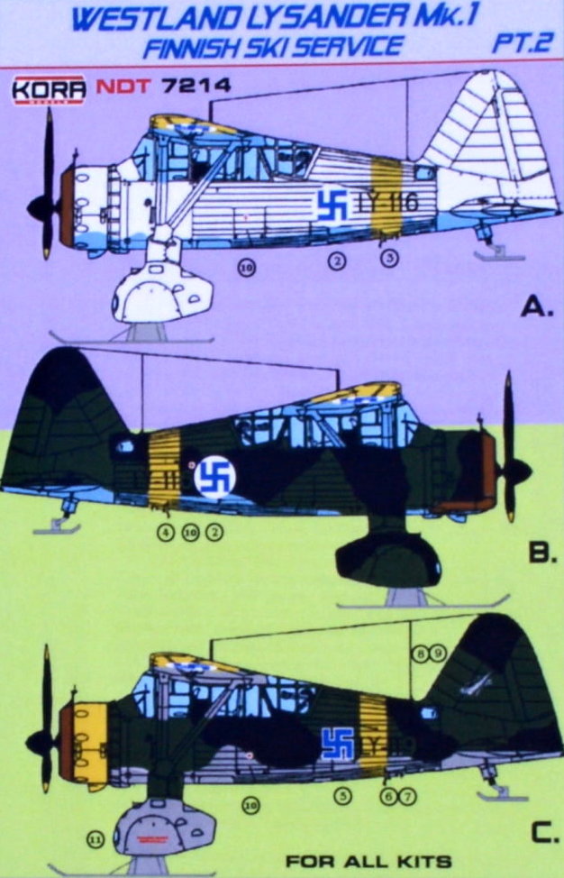 Kora NDT72014 1:72 Westland Lysander Mk.I Finnish Ski Service