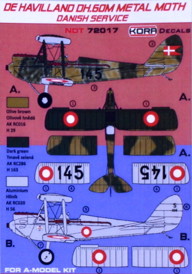 Kora NDT72017 1:72 de Havilland DH.60M Metal Moth Danish Service