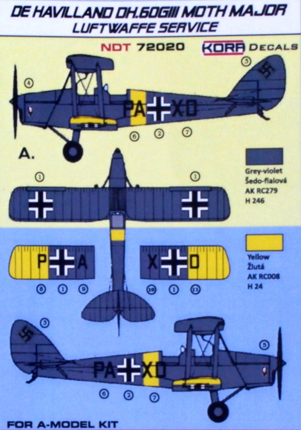 Kora NDT72020 1:72 de Havilland DH.60G III Moth Major Luftwaffe