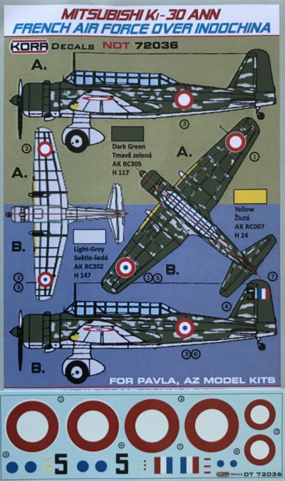 Kora NDT72036 1:72 Mitsubishi Ki-30 'Ann' French Air Force over Indochina