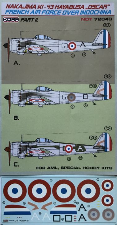 Kora NDT72043 1:72 Nakajima Ki-43 'Oscar' French Air Force over Indochina Pt.2
