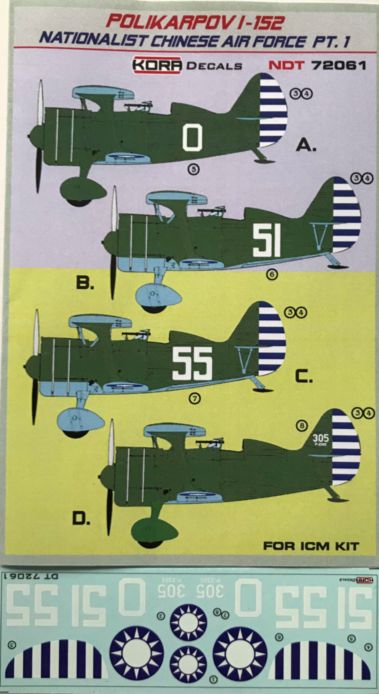 Kora NDT72061 1:72 Polikarpov I-152 Nationalist Chinese AF