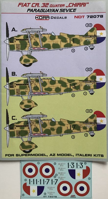 Kora NDT72078 1:72 Fiat CR.32 Quater "CHIRRI" Paraguayan service