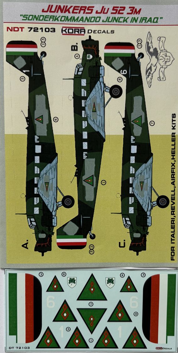Kora NDT72103 1:72 Junkers Ju-52/3M Sonderkommando Junck in the Iraqi Air Force