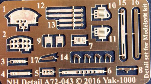 NH Detail NHA72-043 1:72 Yakovlev Yak-1000 Detail Set