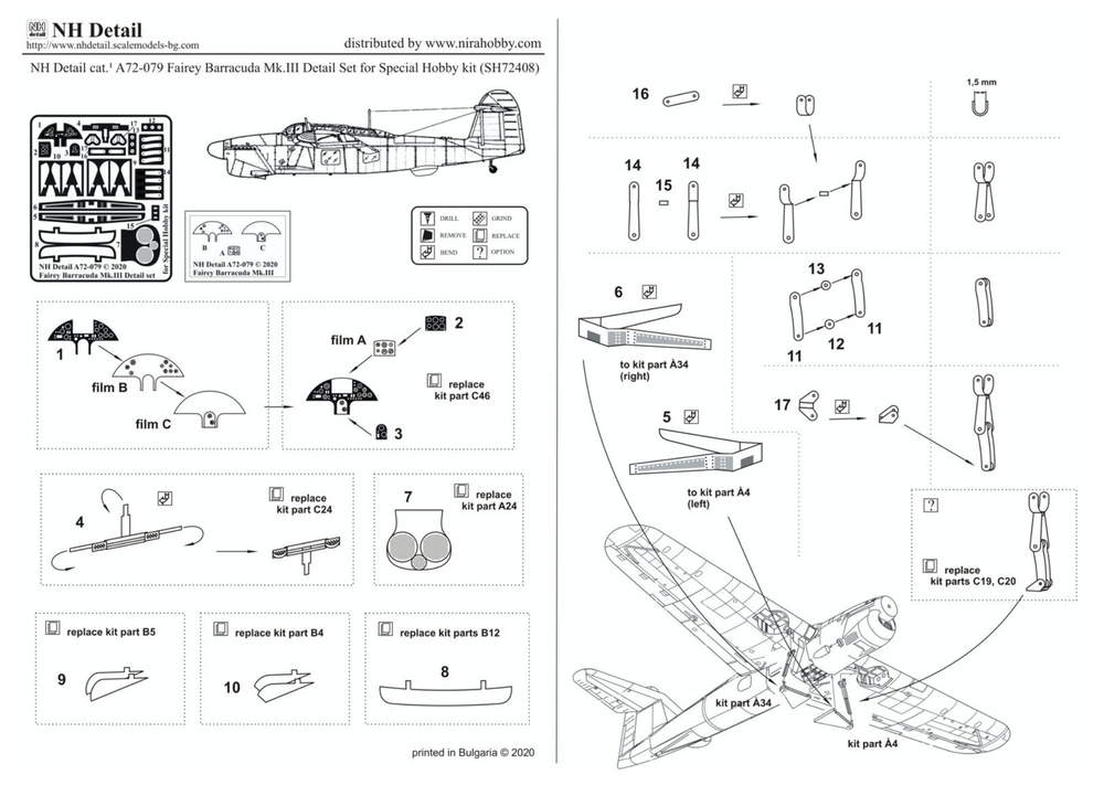 NH Detail NHA72-079 1:72 Fairey Barracuda Mk.II Detail Set