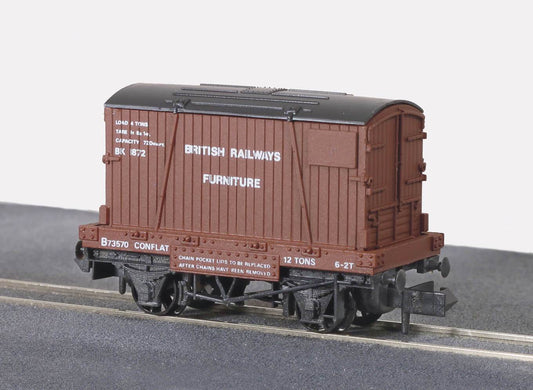 PECO NR-22 BR Removals Conflat Wagon with Container N Gauge