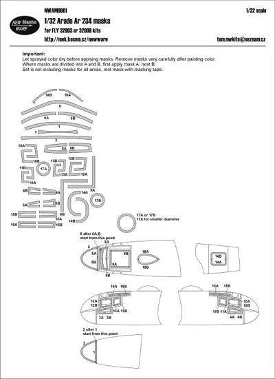 New Ware NWAM0001 1:32 Arado Ar-234B-2/Arado Ar-234B-2/B-2N masks