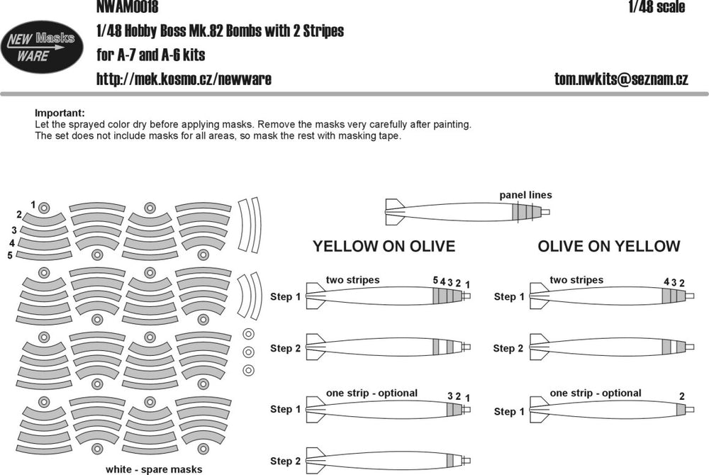 New Ware NWAM0018 1:48 Mk-82 Bombs with 2 stripes for A-7/A-6