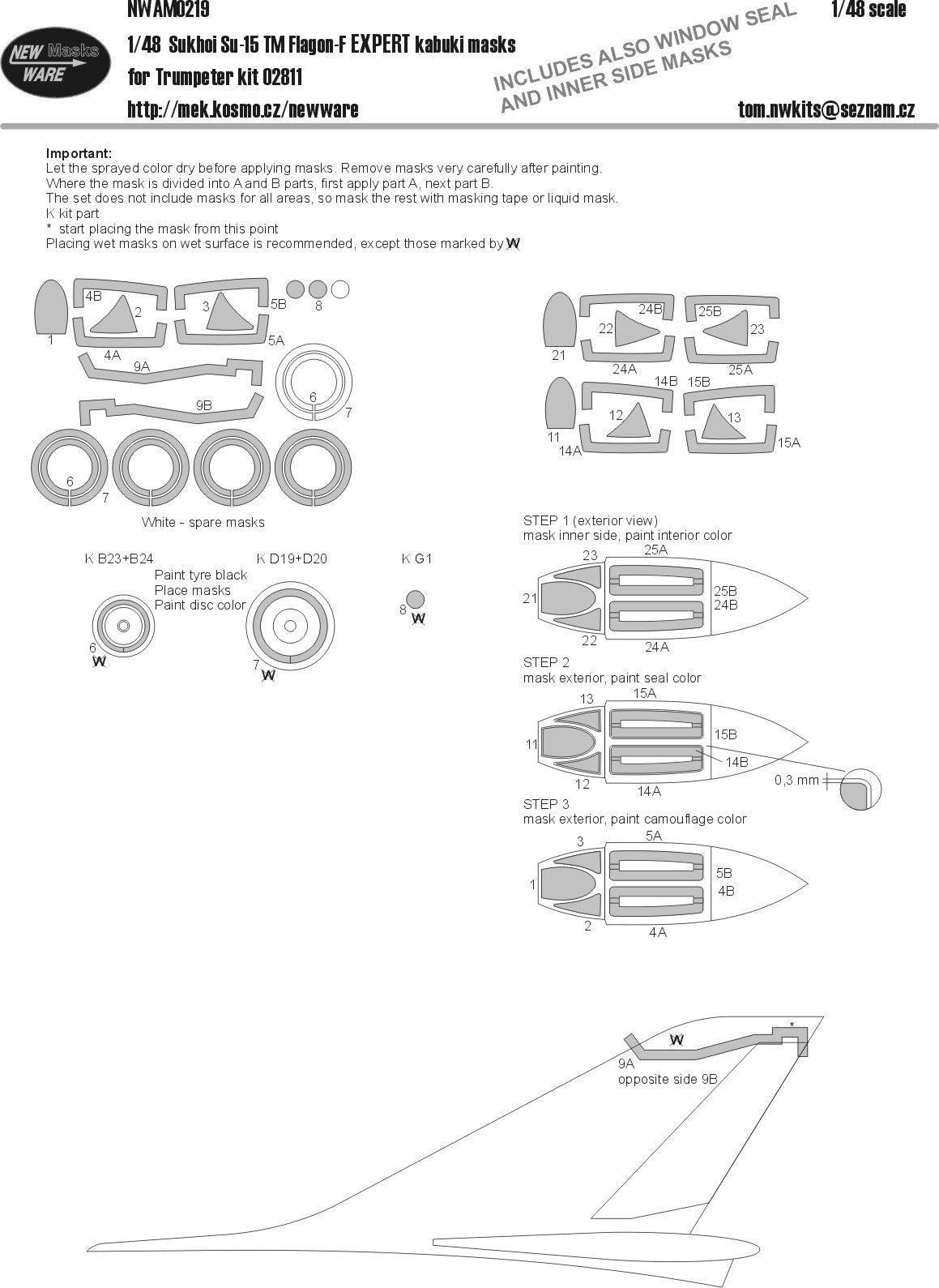New Ware NWAM0219 1:48 Su-15TM Flagon-F Expert Kabuki Masks