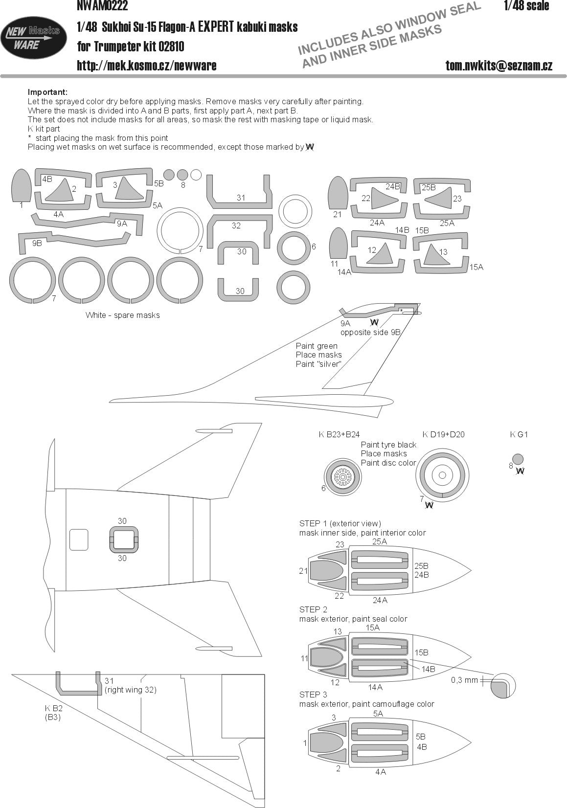 New Ware NWAM0222 1:48 Su-15 Flagon-A Expert Kabuki Masks