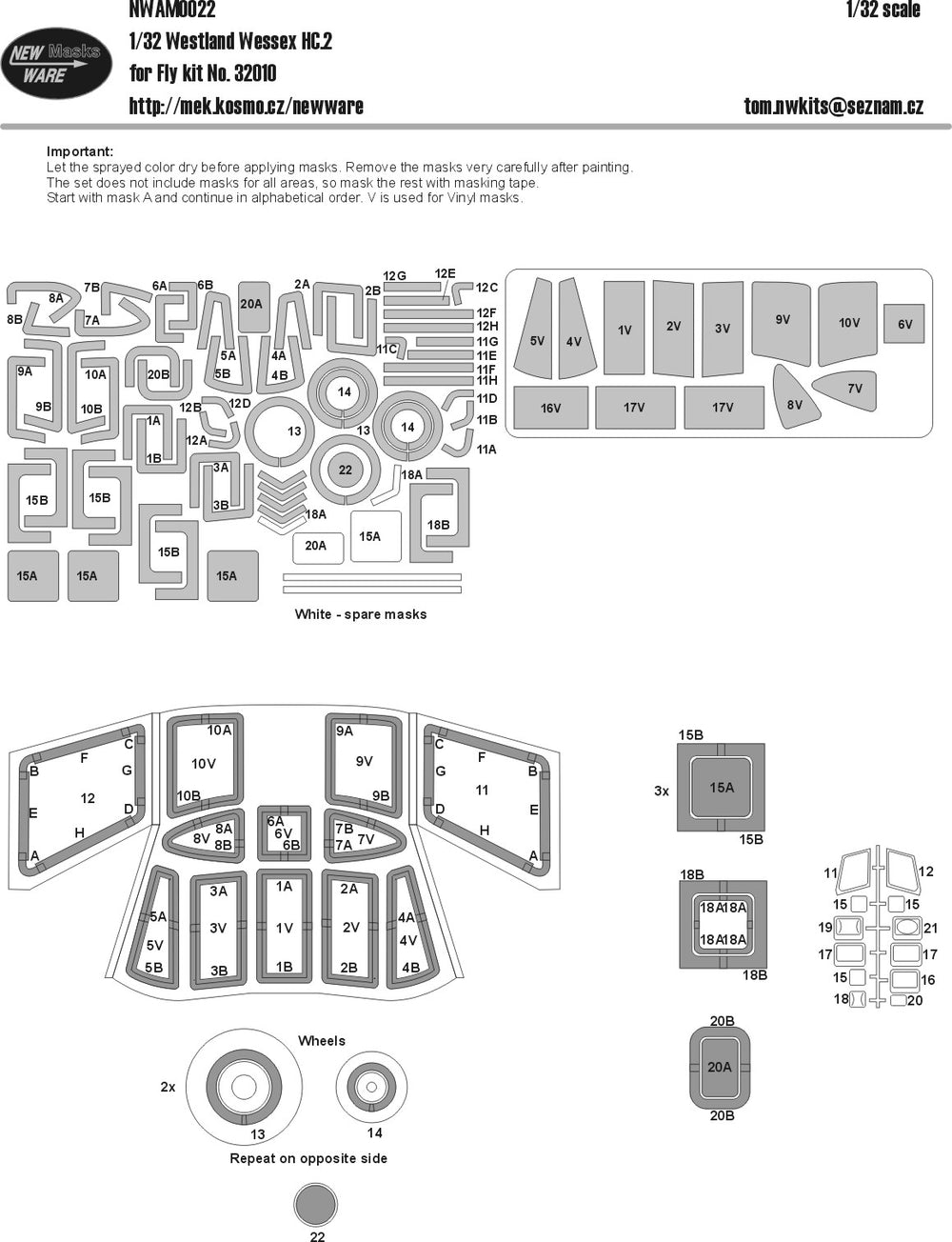 New Ware NWAM0022 1:32 Mask for Westland Wessex HC.2