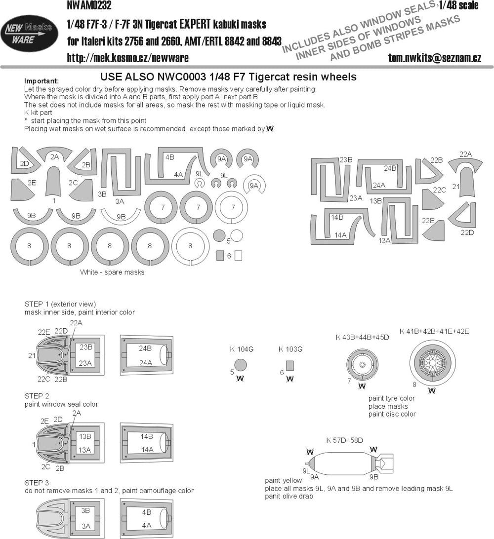 New Ware NWAM0232 1:48 Grumman F7F-3/F7F-3N Tigercat EXPERT