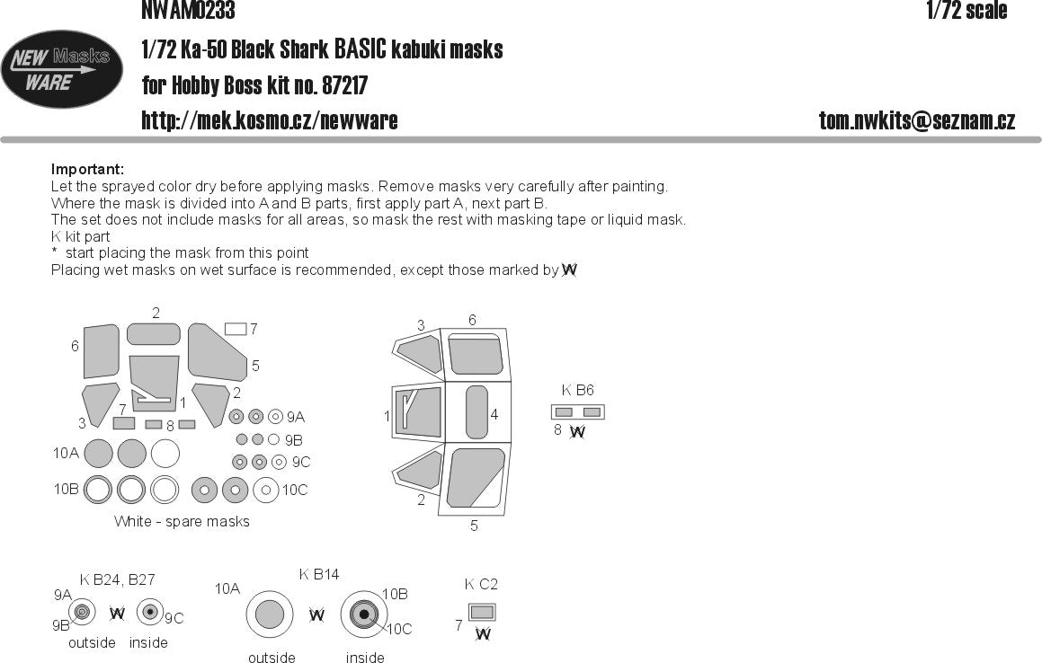 New Ware NWAM0233 1:72 Kamov Ka-50 Hokum Basic Kabuki Masks