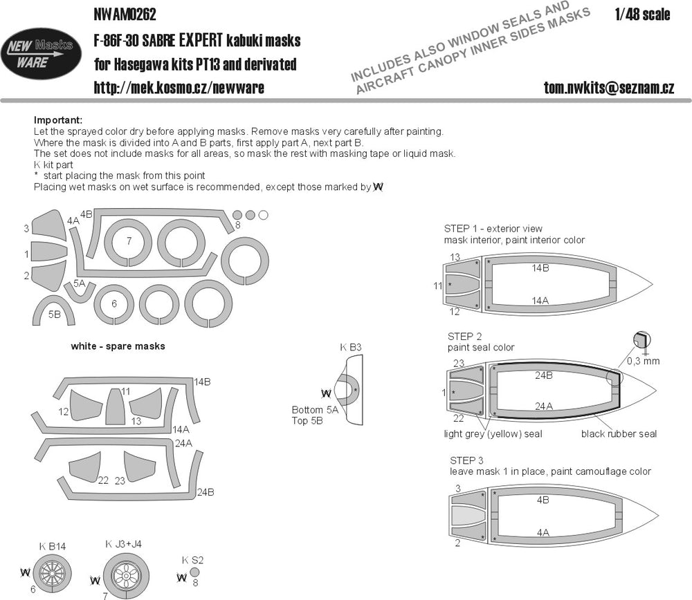 New Ware NWAM0262 1:48 F-86F-30 Sabre Expert Kabuki Masks