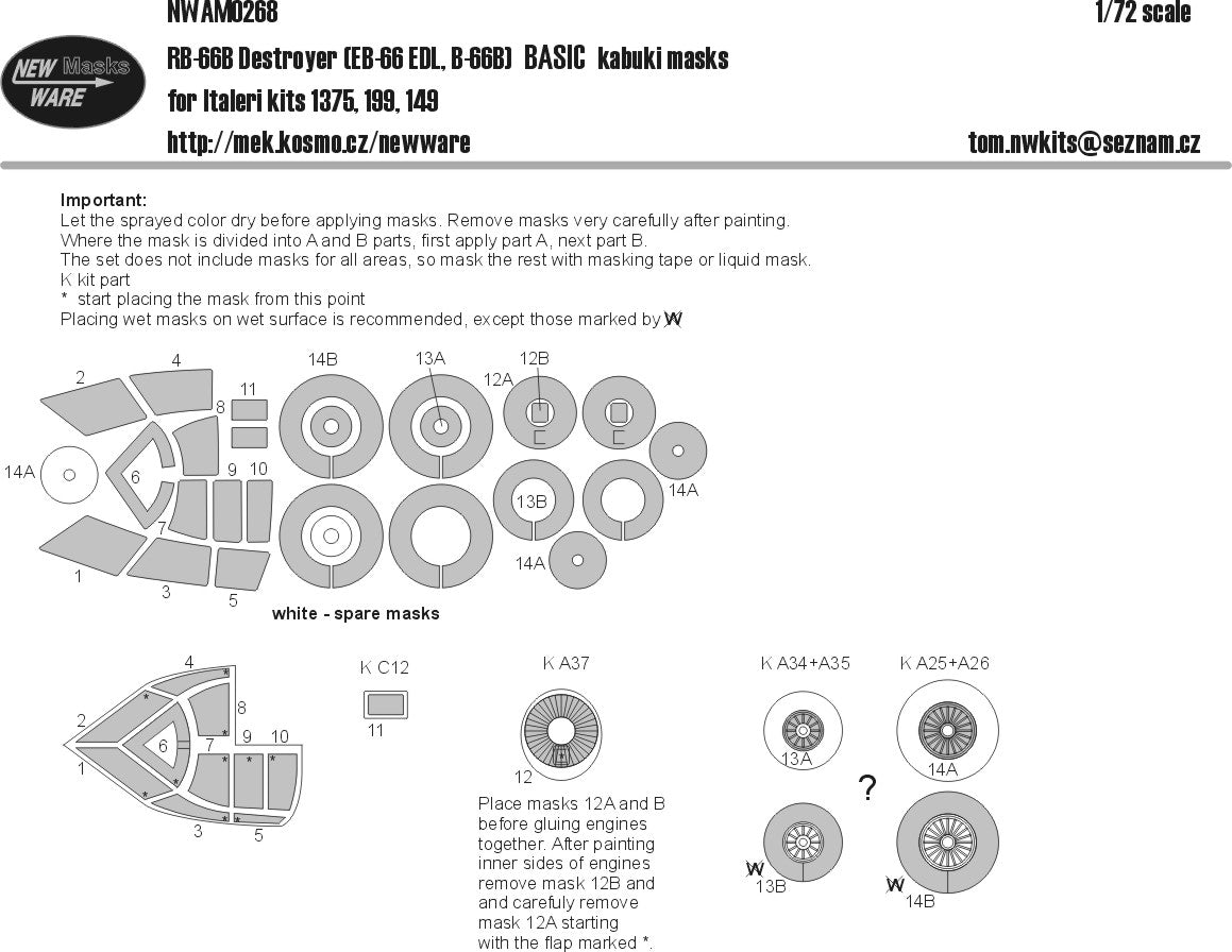 New Ware NWAM0268 1:72 RB-66B Destroyer Basic Kabuki Masks