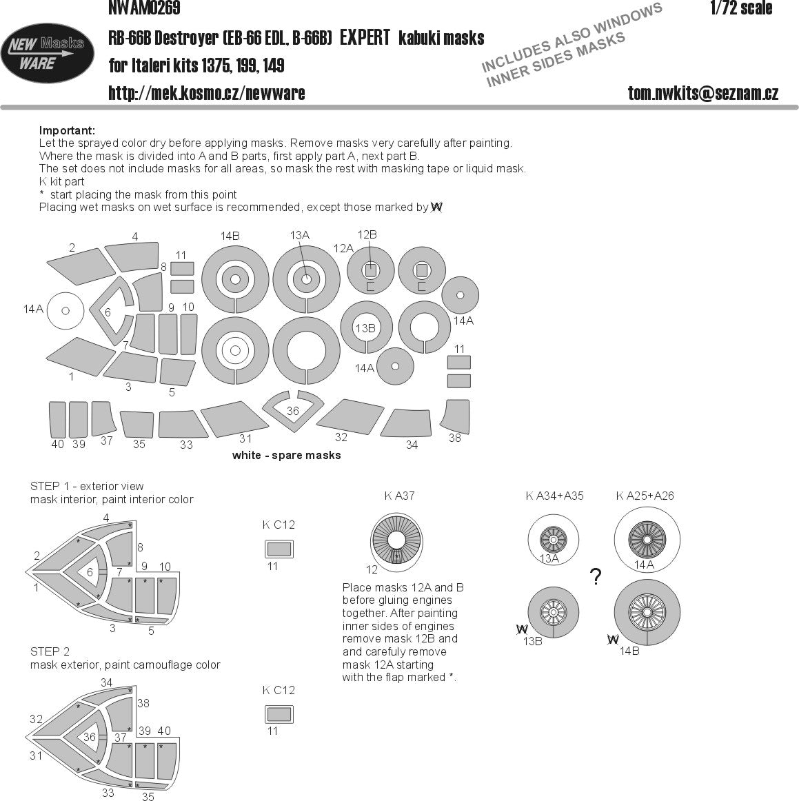 New Ware NWAM0269 1:72 RB-66B Destroyer Expert Kabuki Masks