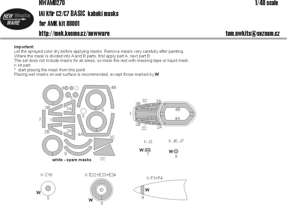 New Ware NWAM0270 1:48 IAI C-2/C-7 Kfir Basic Kabuki Masks