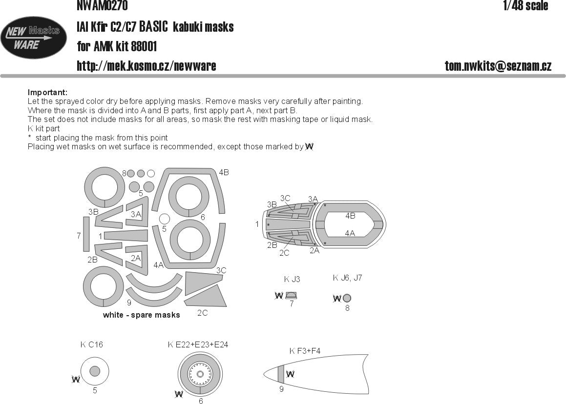 New Ware NWAM0270 1:48 IAI C-2/C-7 Kfir Basic Kabuki Masks